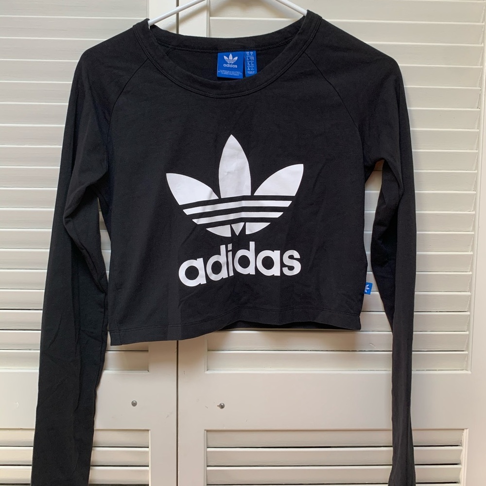 adidas Originals Long-Sleeve Cropped Trefoil Tee